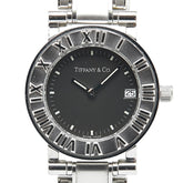 ティファニー アトラス 腕時計 クオーツ ブラック文字盤 ステンレススチール レディース TIFFANY&Co. 【中古】